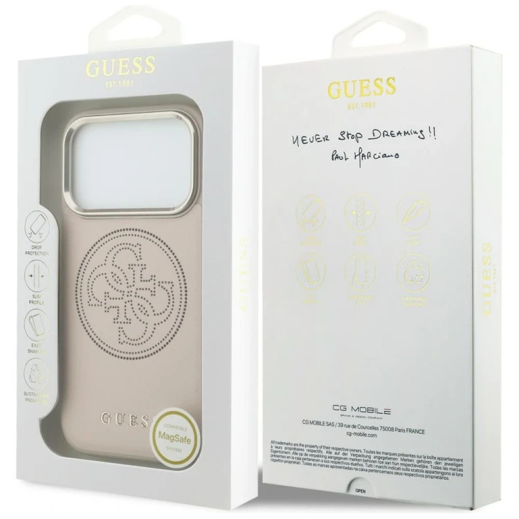 Etui Guess Perforated 4G MagSafe do Apple iPhone 17 Pro Max różowy