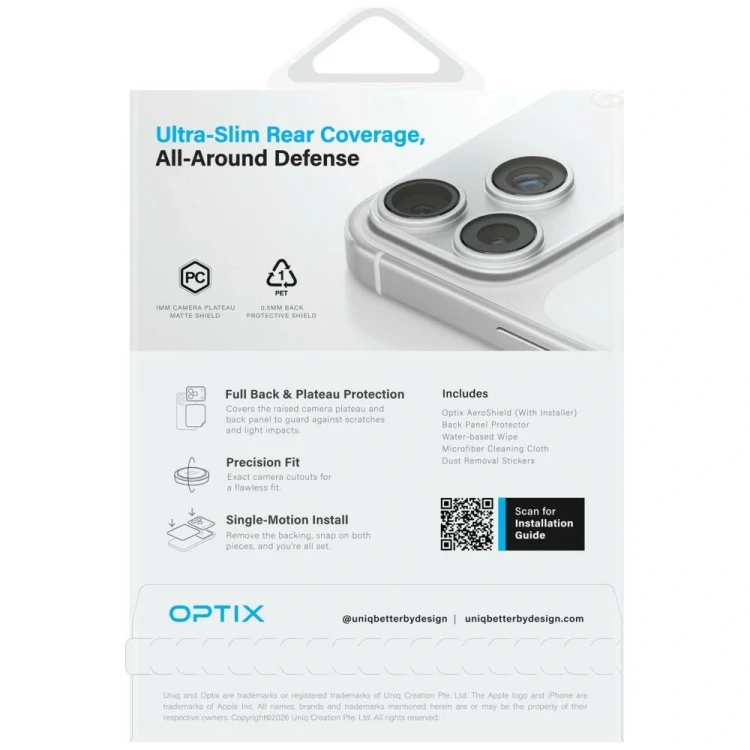 Ochrona modułu aparatu i tylnego panelu UNIQ Optix Aeroshield+ Camera Module Protector do Apple iPho