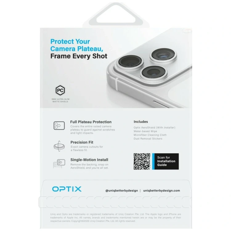 Ochrona modułu kamery aparatu UNIQ Optix Aeroshield Camera Module Protector do Apple iPhone 17 Pro M