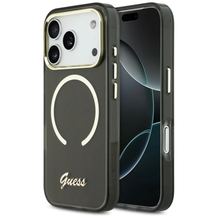 Etui Guess IML Script Metal MagSafe do Apple iPhone 17 Pro Max czarny