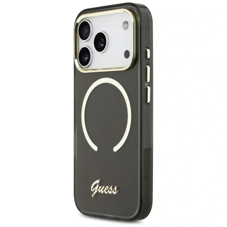 Etui Guess IML Script Metal MagSafe do Apple iPhone 17 Pro Max czarny