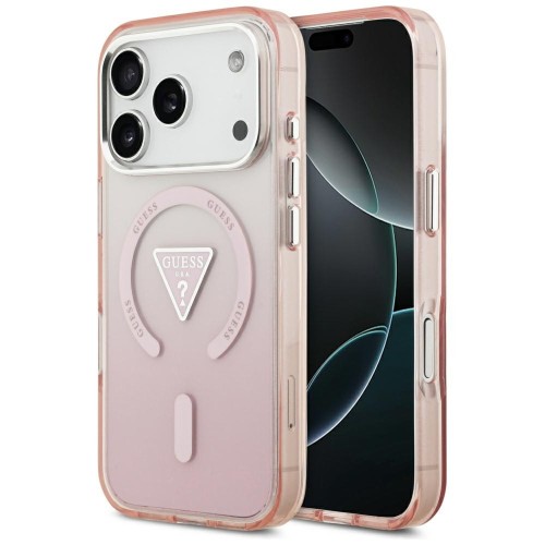 Etui Guess IML Gradient Triangle Logo MagSafe do Apple iPhone 17 Pro różowy