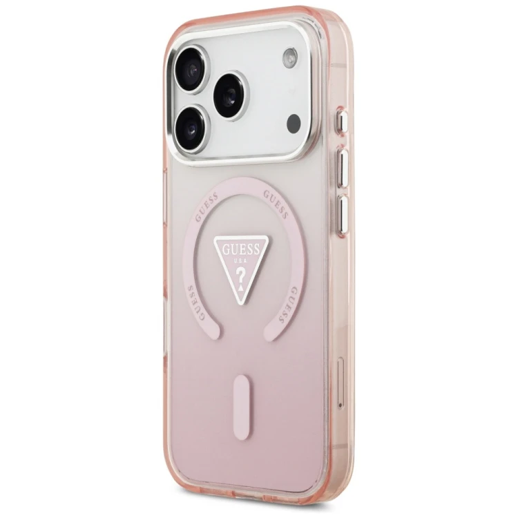 Etui Guess IML Gradient Triangle Logo MagSafe do Apple iPhone 17 Pro różowy