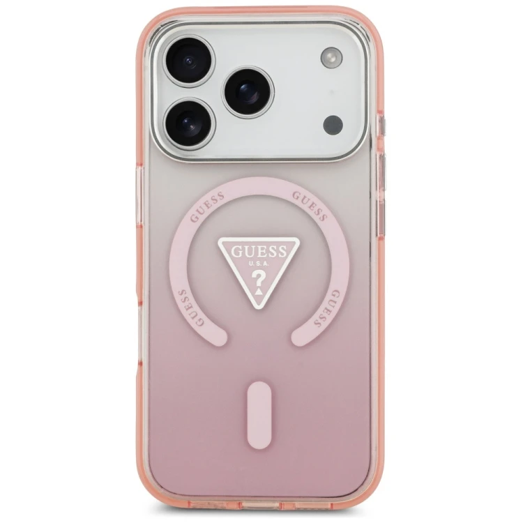 Etui Guess IML Gradient Triangle Logo MagSafe do Apple iPhone 17 Pro różowy