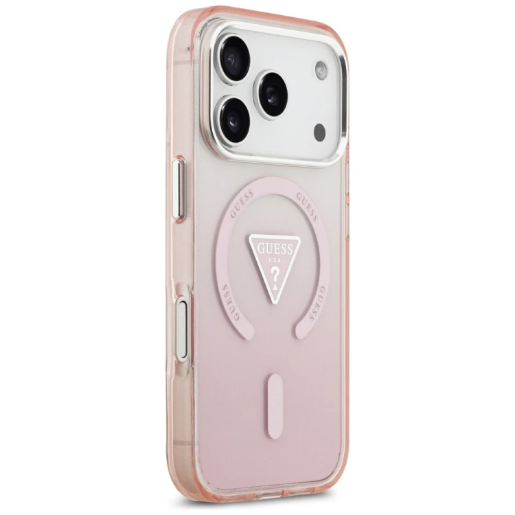 Etui Guess IML Gradient Triangle Logo MagSafe do Apple iPhone 17 Pro różowy
