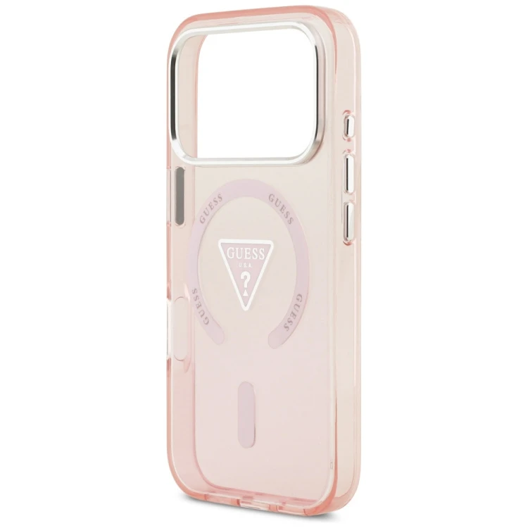 Etui Guess IML Gradient Triangle Logo MagSafe do Apple iPhone 17 Pro różowy