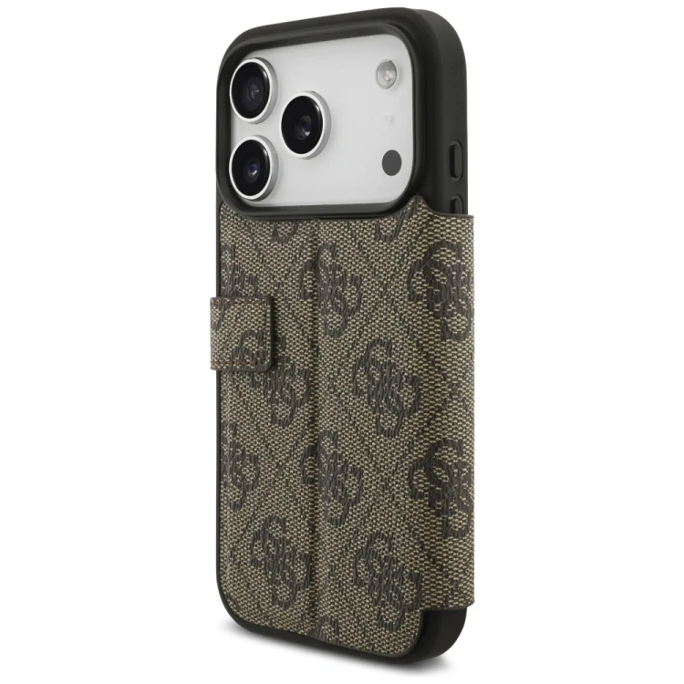 Etui Guess Book 4G Metal Logo do Apple iPhone 17 Pro brązowy