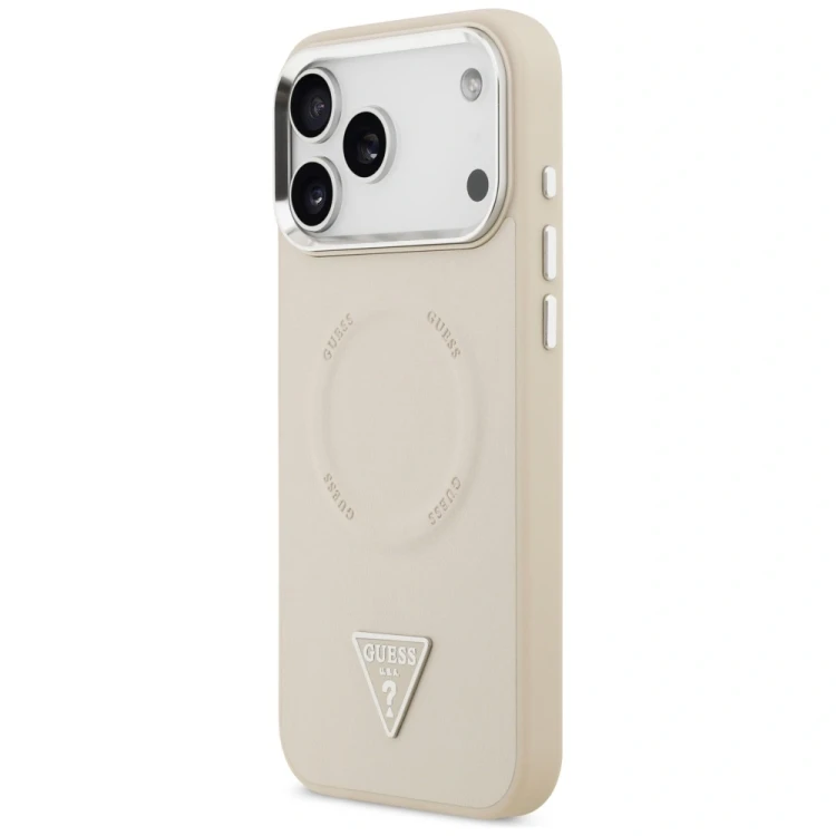 Etui Guess Triangle Logo MagSafe do Apple iPhone 17 Pro beżowy