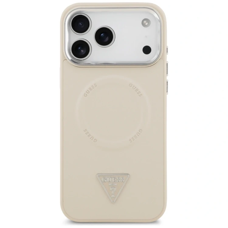 Etui Guess Triangle Logo MagSafe do Apple iPhone 17 Pro beżowy