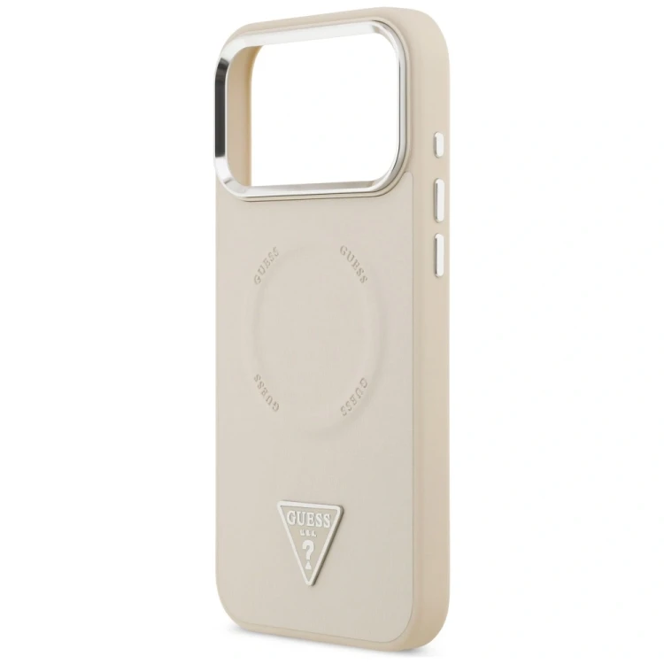 Etui Guess Triangle Logo MagSafe do Apple iPhone 17 Pro beżowy