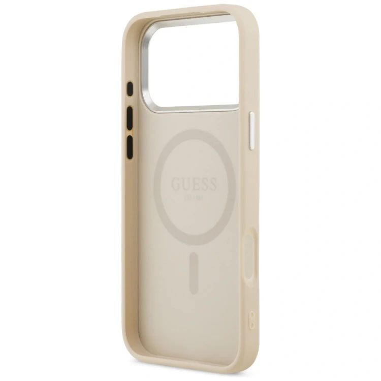 Etui Guess Triangle Logo MagSafe do Apple iPhone 17 Pro beżowy