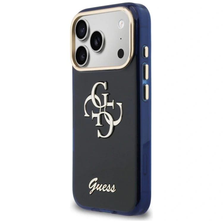 Etui Guess IML 4G Script Metal do Apple iPhone 17 Pro niebieski