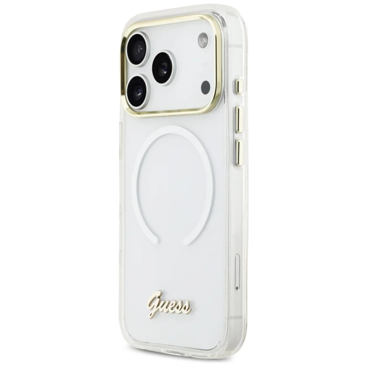Etui Guess IML Gradient Script Metal MagSafe do Apple iPhone 17 Pro biały