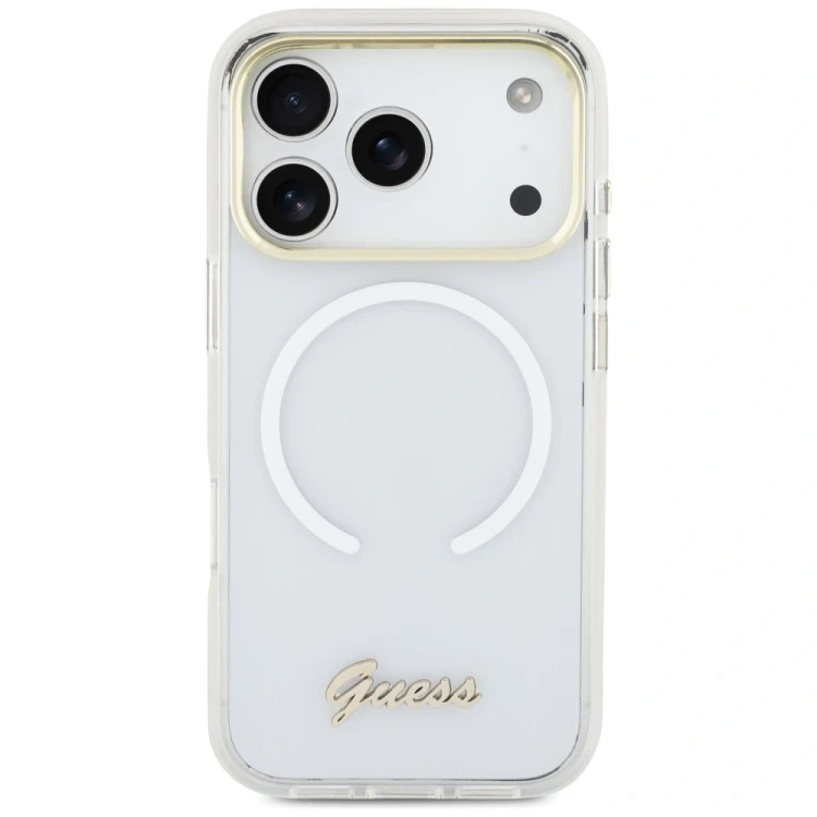 Etui Guess IML Gradient Script Metal MagSafe do Apple iPhone 17 Pro biały