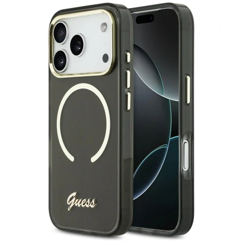 Etui Guess IML Script Metal MagSafe do Apple iPhone 17 Pro czarny