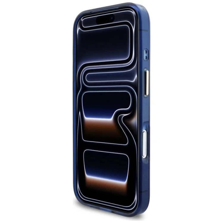 Etui Guess IML Script Metal MagSafe do Apple iPhone 17 Pro niebieski