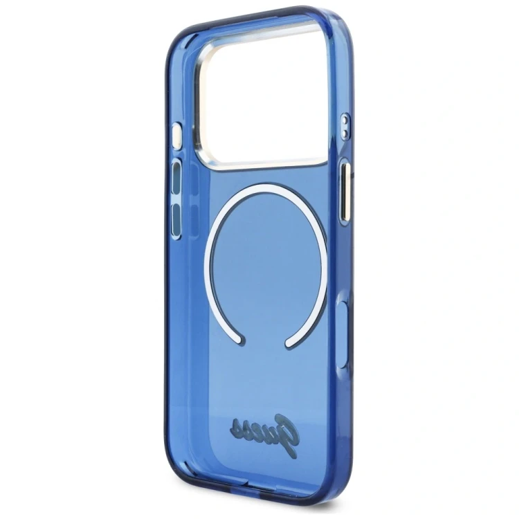 Etui Guess IML Script Metal MagSafe do Apple iPhone 17 Pro niebieski