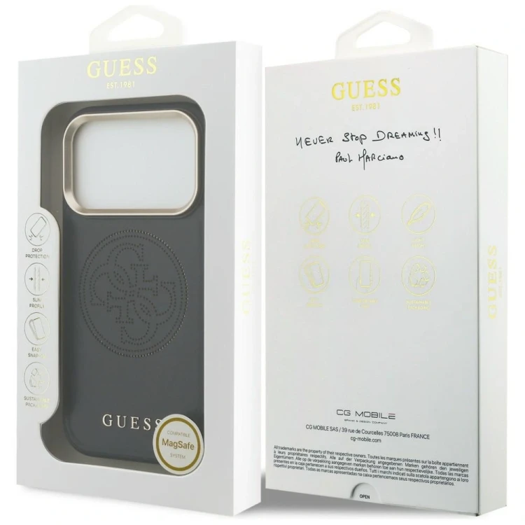 Etui Guess Perforated 4G MagSafe do Apple iPhone 17 Pro czarny