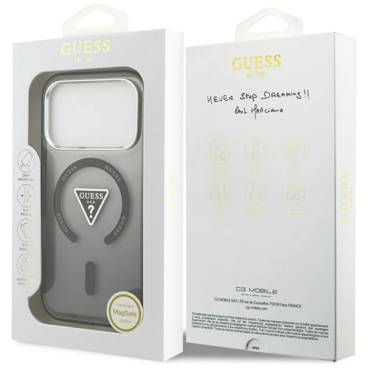 Etui Guess IML Gradient Triangle Logo MagSafe do Apple iPhone 17 Pro czarny