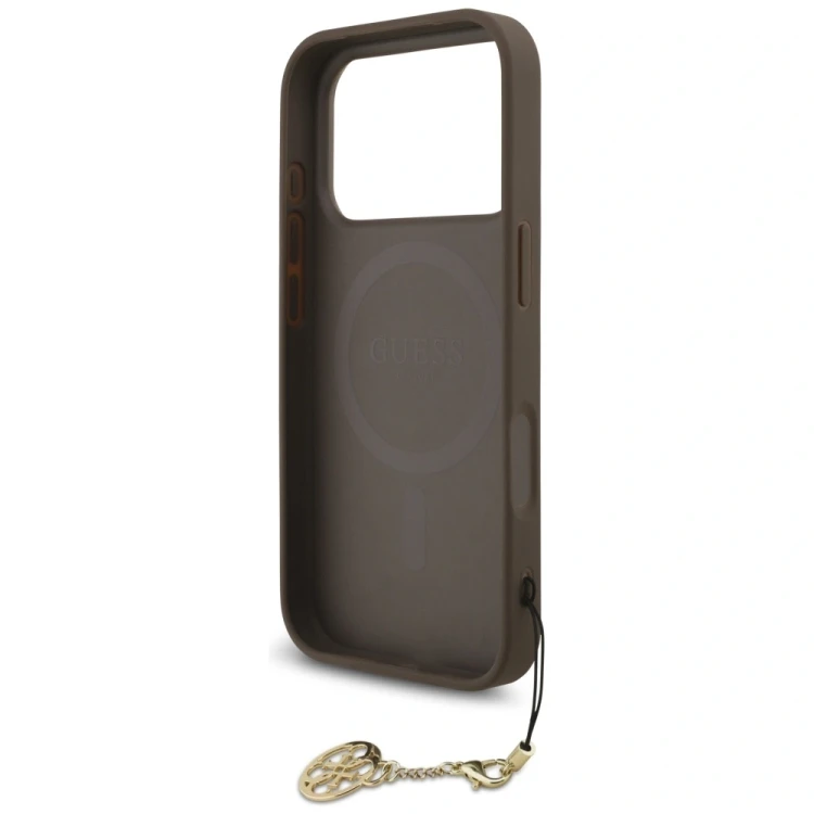 Etui Guess 4G Charms Collection MagSafe do Apple iPhone 17 Pro brązowy