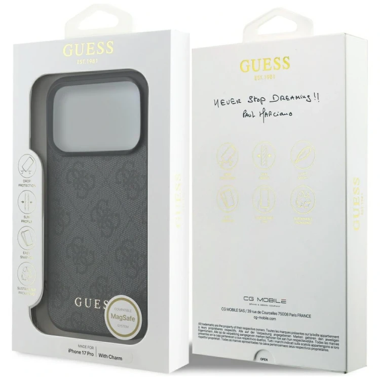 Etui Guess 4G Charms Collection MagSafe do Apple iPhone 17 Pro czarny