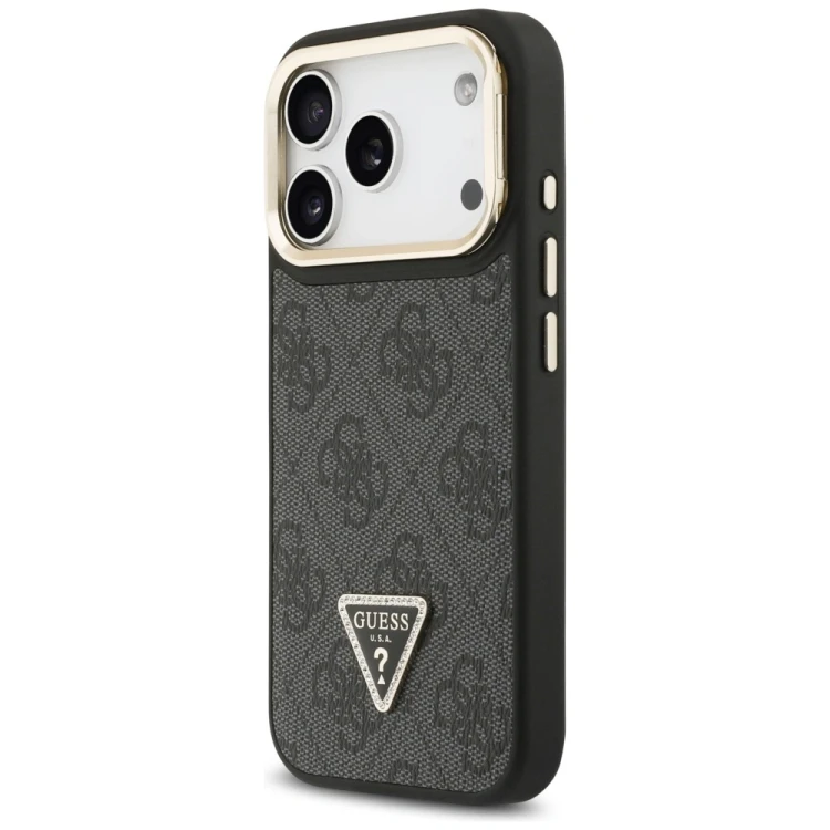 Etui Guess 4G PU Triangle Logo & Stand Camera Magsafe do Apple iPhone 17 Pro czarny