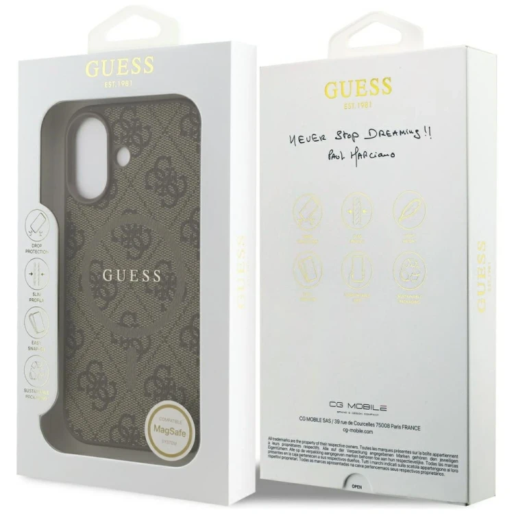 Etui Guess 4G Ring Classic Logo MagSafe do Apple iPhone 17 brązowy