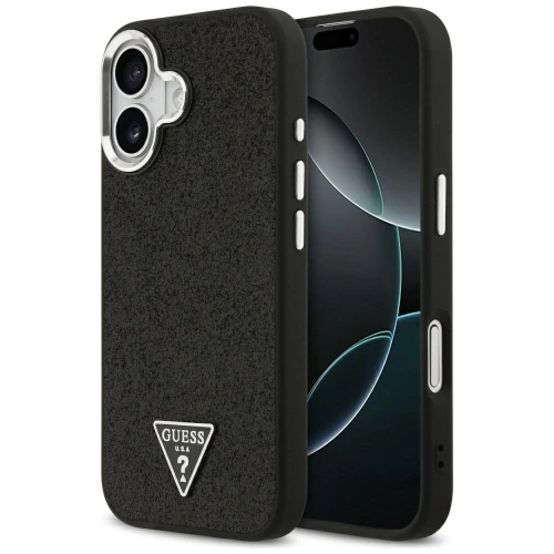 Etui Guess Glitter Triangle Logo MagSafe do Apple iPhone 17 czarny
