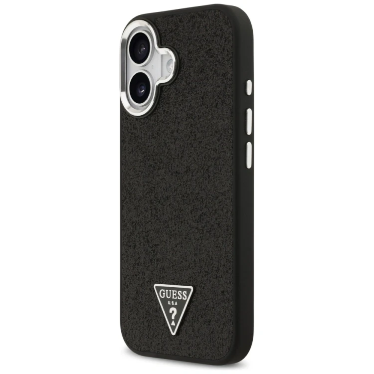 Etui Guess Glitter Triangle Logo MagSafe do Apple iPhone 17 czarny