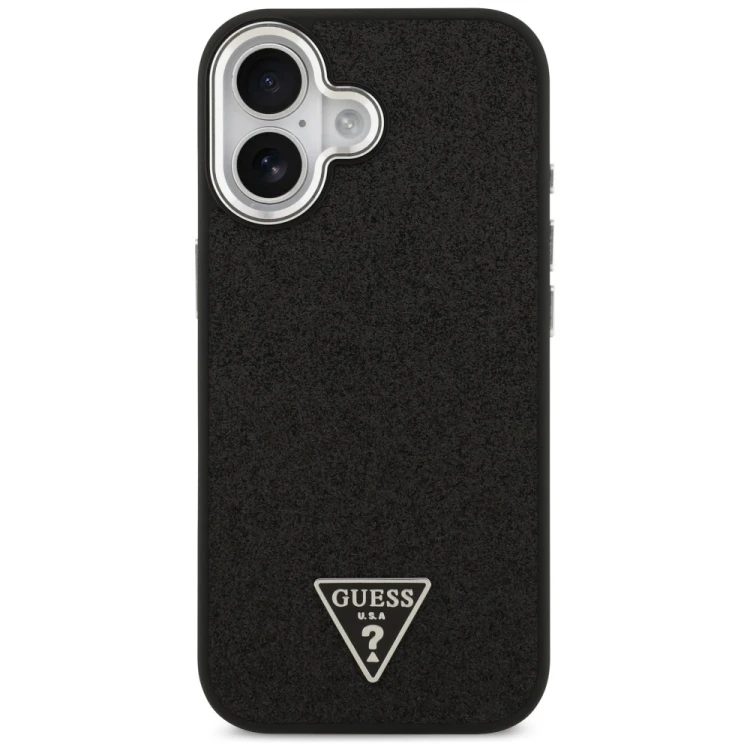 Etui Guess Glitter Triangle Logo MagSafe do Apple iPhone 17 czarny