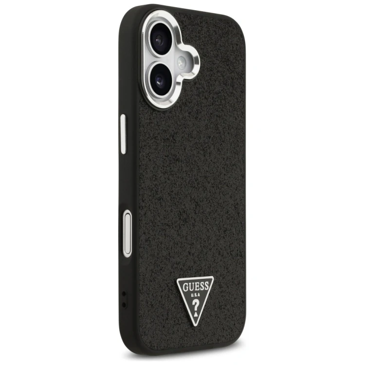 Etui Guess Glitter Triangle Logo MagSafe do Apple iPhone 17 czarny