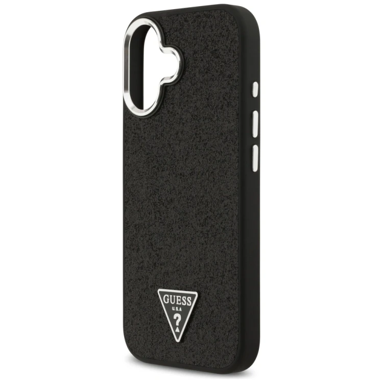 Etui Guess Glitter Triangle Logo MagSafe do Apple iPhone 17 czarny