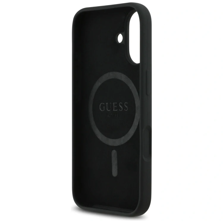 Etui Guess Silicone Triangle Logo MagSafe do Apple iPhone 17 czarny