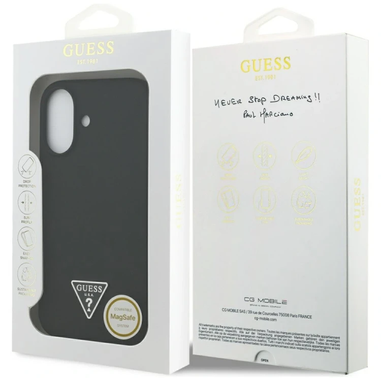 Etui Guess Silicone Triangle Logo MagSafe do Apple iPhone 17 czarny