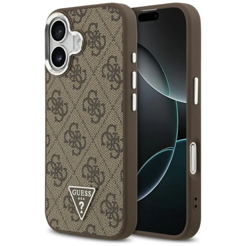 Etui Guess 4G Triangle Logo MagSafe do Apple iPhone 17 brązowy srebrny
