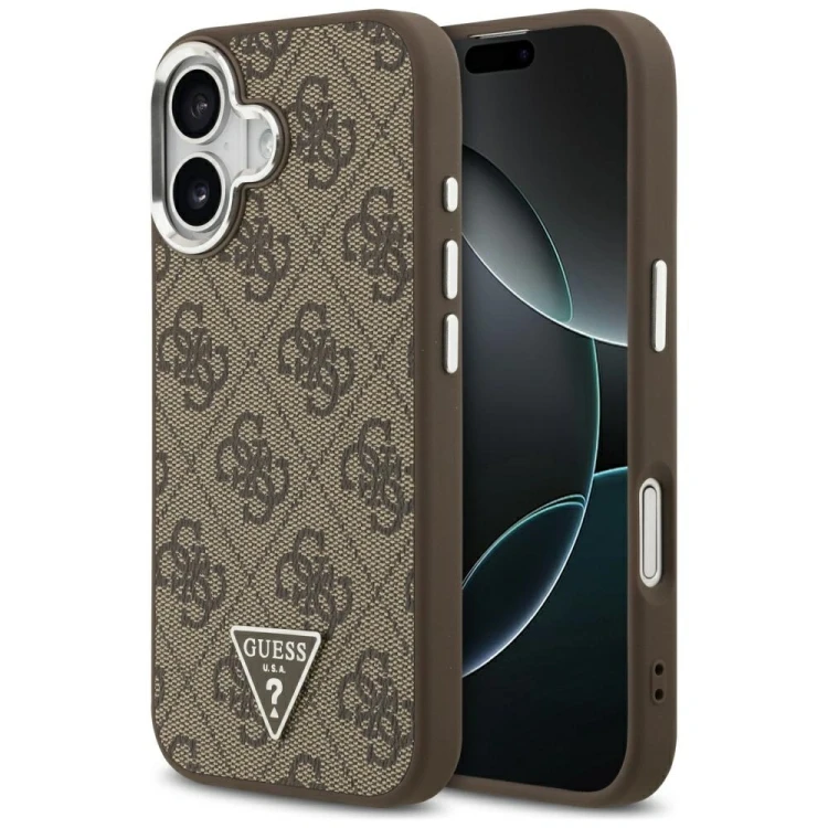 Etui Guess 4G Triangle Logo MagSafe do Apple iPhone 17 brązowy srebrny