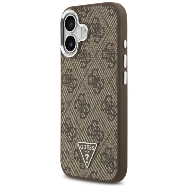 Etui Guess 4G Triangle Logo MagSafe do Apple iPhone 17 brązowy srebrny