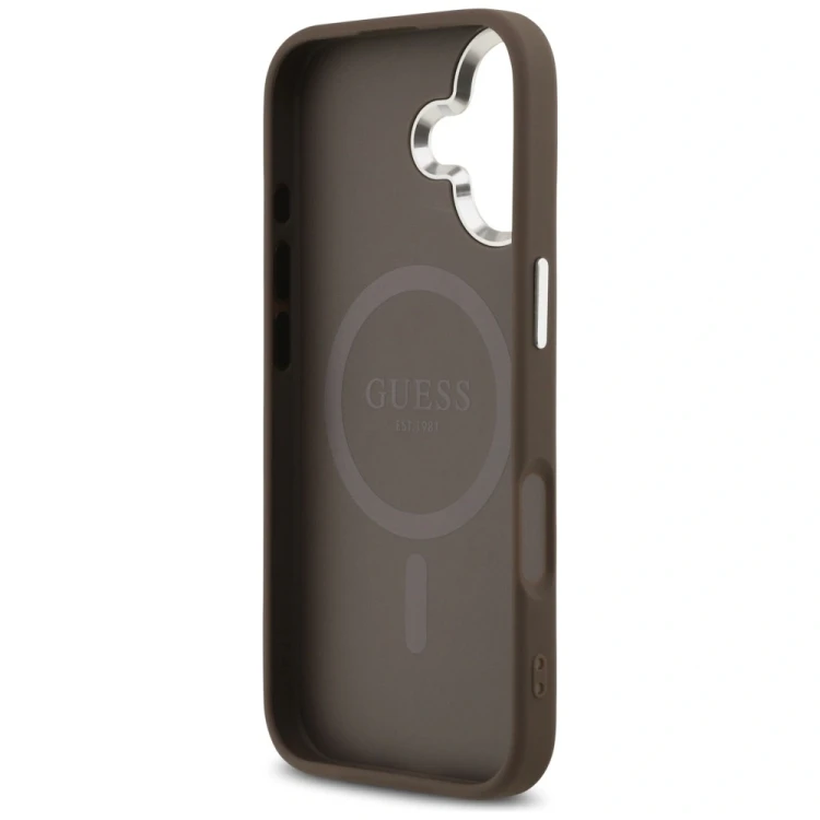 Etui Guess 4G Triangle Logo MagSafe do Apple iPhone 17 brązowy srebrny