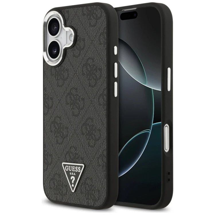 Etui Guess 4G Triangle Logo MagSafe do Apple iPhone 17 czarny srebrny