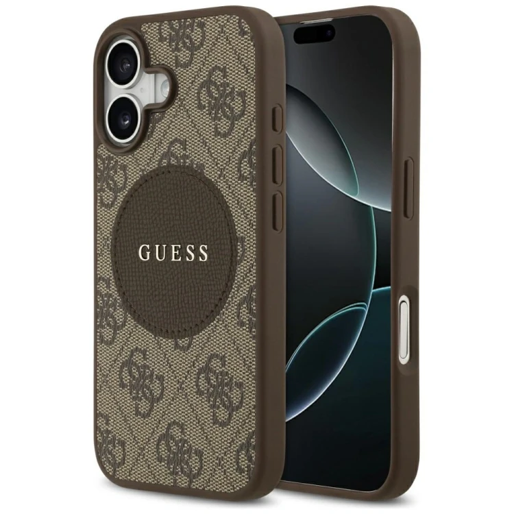 Etui Guess 4G Circle Classic Logo MagSafe do Apple iPhone 17 brązowy