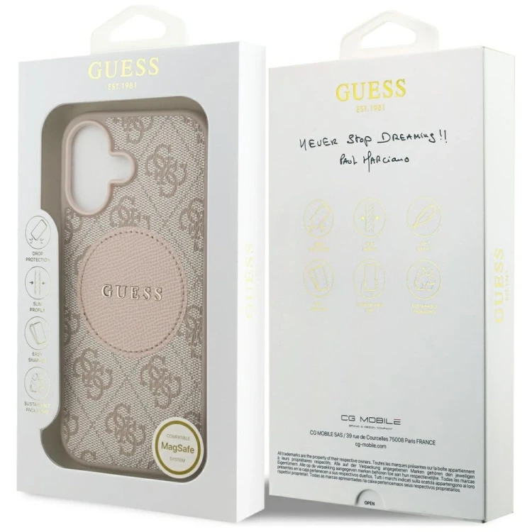 Etui Guess 4G Circle Classic Logo MagSafe do Apple iPhone 17 różowy