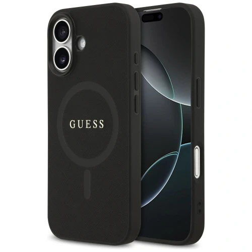 Etui Guess Saffiano Classic Logo MagSafe do Apple iPhone 17 czarny