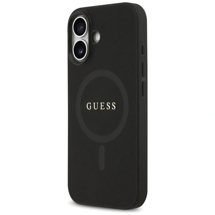 Etui Guess Saffiano Classic Logo MagSafe do Apple iPhone 17 czarny