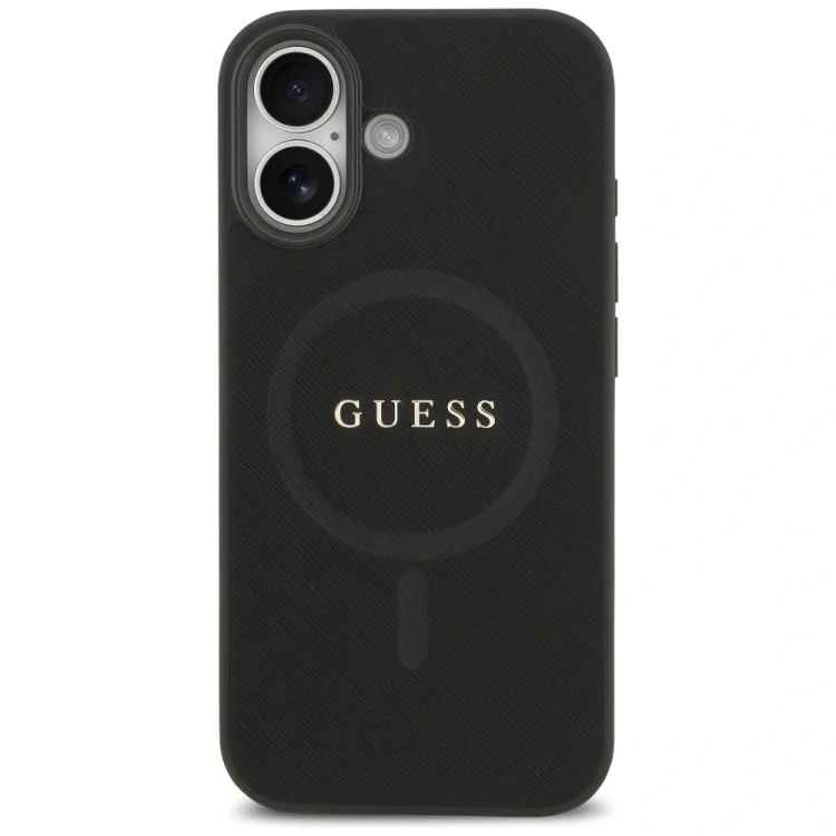 Etui Guess Saffiano Classic Logo MagSafe do Apple iPhone 17 czarny