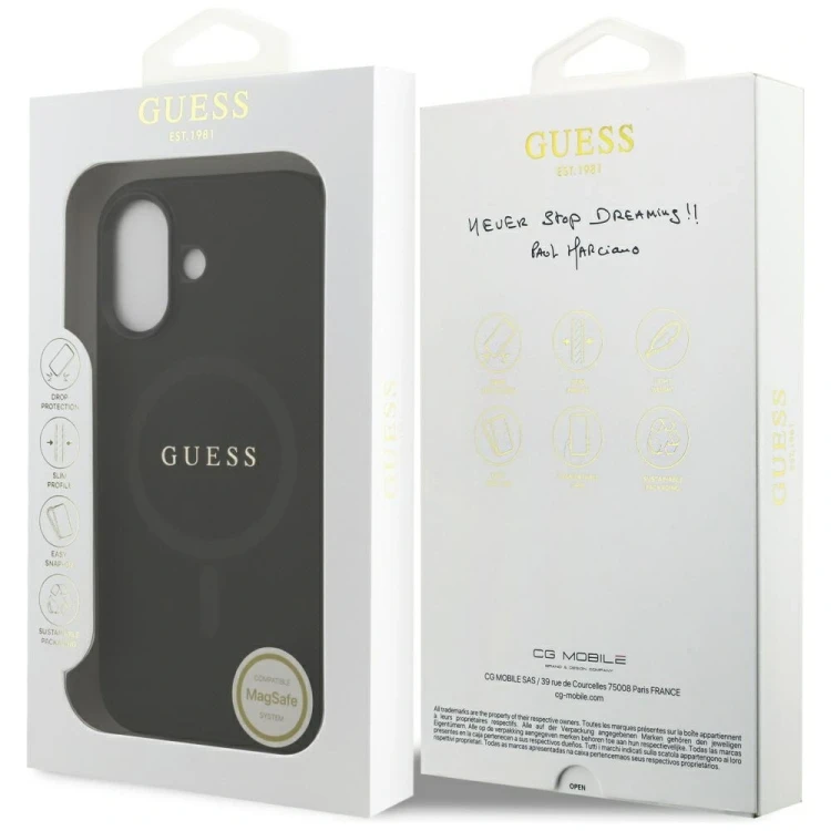 Etui Guess Saffiano Classic Logo MagSafe do Apple iPhone 17 czarny