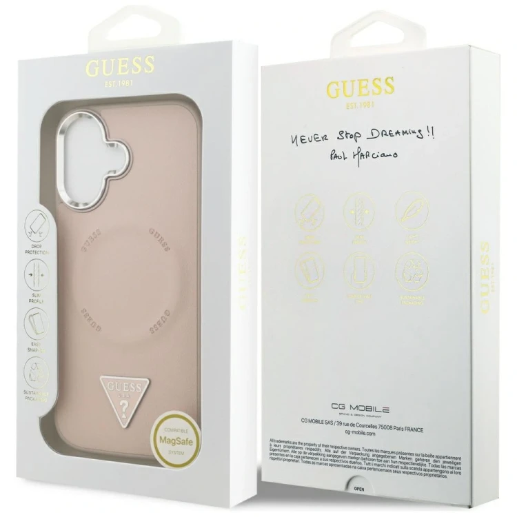 Etui Guess Triangle Logo MagSafe do Apple iPhone 17 różowy