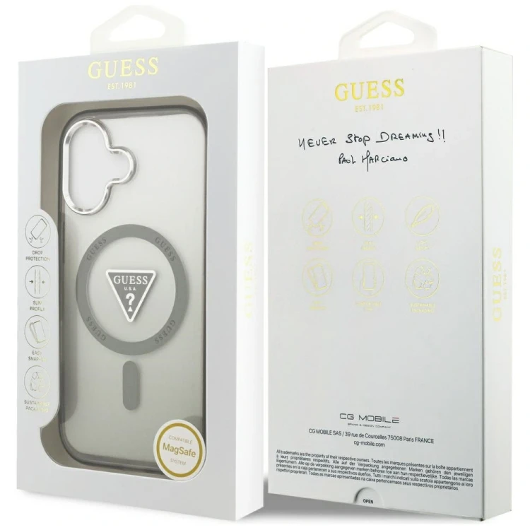 Etui Guess IML Gradient Triangle Logo MagSafe do Apple iPhone 17 khaki