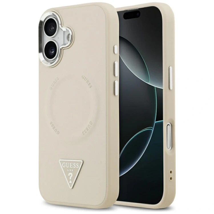 Etui Guess Triangle Logo MagSafe do Apple iPhone 17 beżowy
