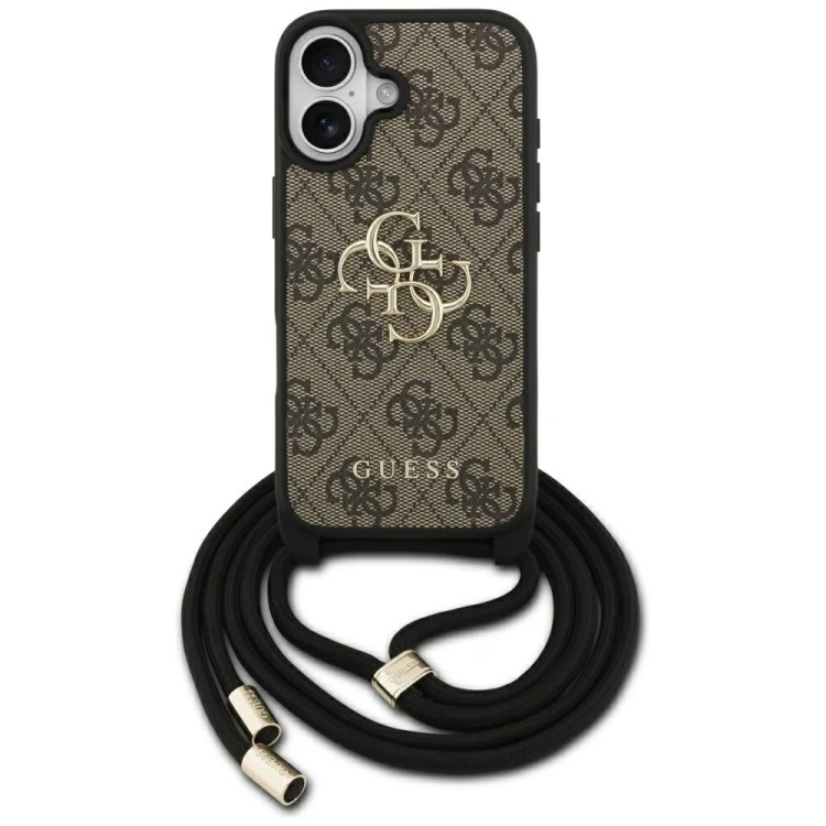 Etui Guess 4G Big Logo Cord Stap Crossbody do Apple iPhone 17 brązowy