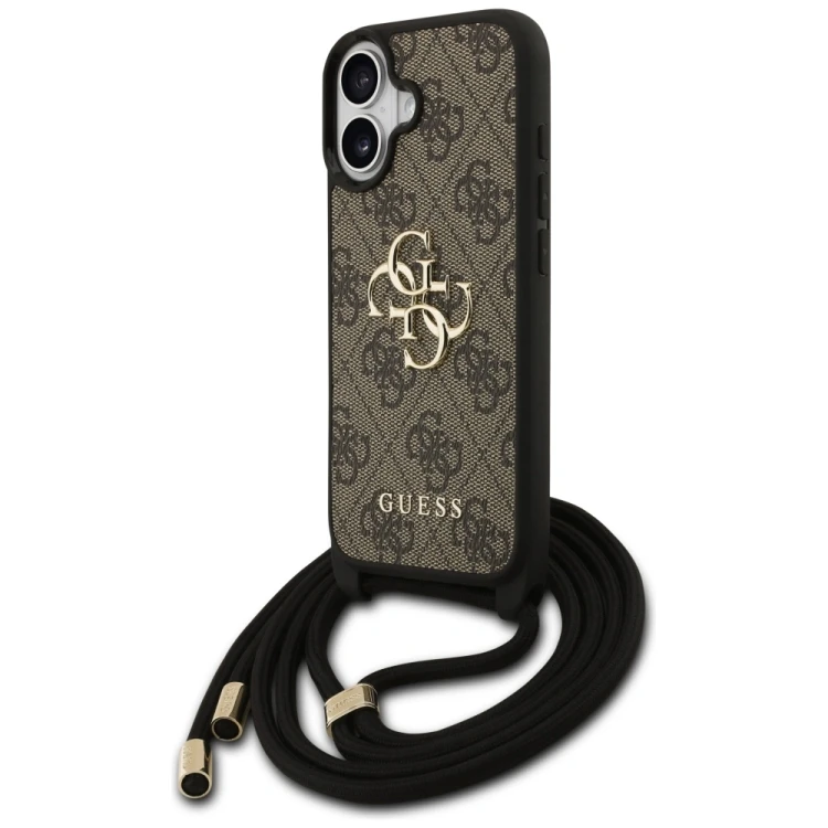 Etui Guess 4G Big Logo Cord Stap Crossbody do Apple iPhone 17 brązowy